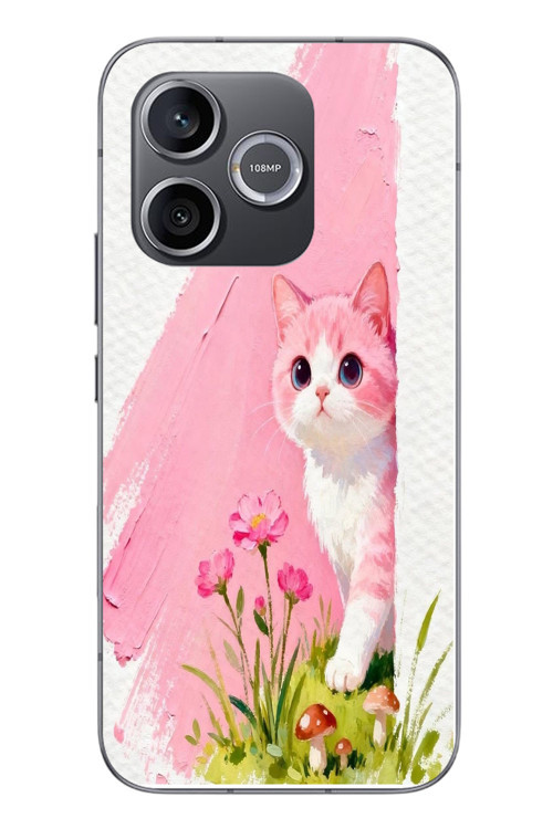 Honor 600 Uyumlu Pembeli Kedi Baskılı Silikon Kılıf