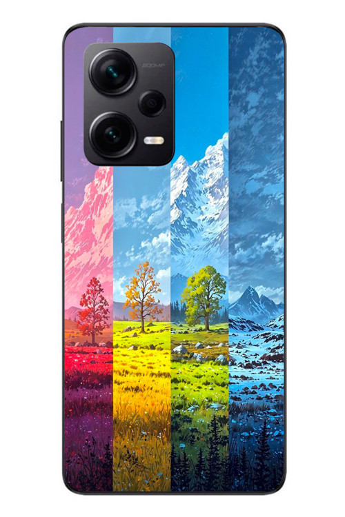 Redmi Note 12 Pro Plus Uyumlu Dört Mevsim Manzara Baskılı Silikon Kılıf