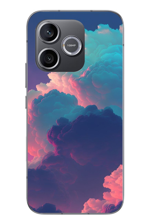 Honor 600 Uyumlu Renkli Doğal Bulutlar Baskılı Silikon Kılıf