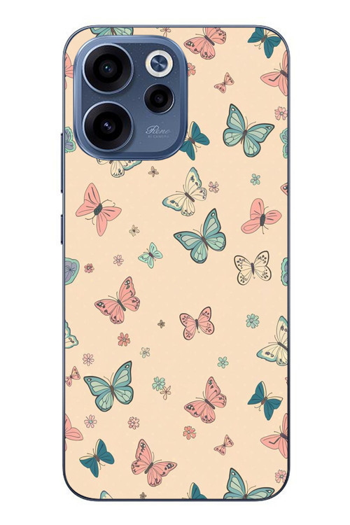 Oppo Reno 15F Uyumlu Renkli Kelebekler Baskılı Silikon Kılıf