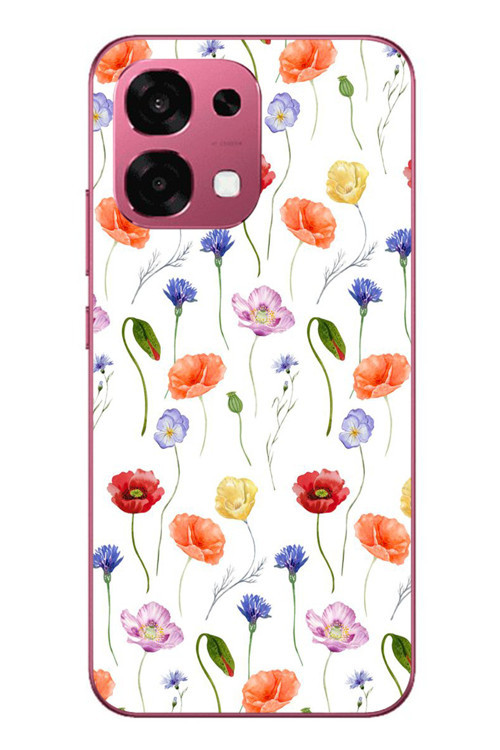 Oppo A6 Pro Uyumlu Sade Tek Çiçekler Baskılı Silikon Kılıf