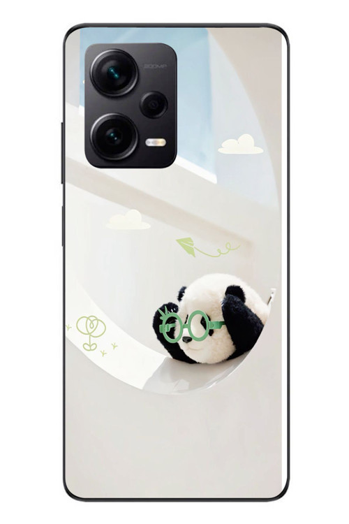 Redmi Note 12 Pro Plus Uyumlu Gözlüklü Panda Baskılı Silikon Kılıf