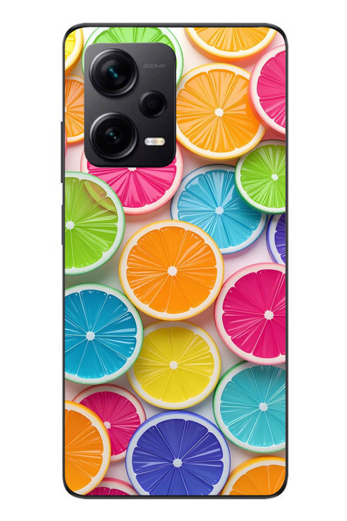 Redmi Note 12 Pro Plus Uyumlu Renkli Lime Dilimler Baskılı Silikon Kılıf