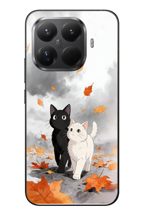 Xiaomi Mi 15T Pro Uyumlu Sonbahar Kedileri Baskılı Silikon Kılıf