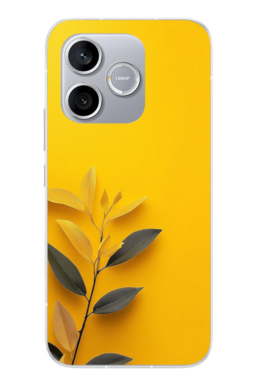 Honor 600 Lite Uyumlu Sarı Siyah Çiçekler Baskılı Silikon Kılıf