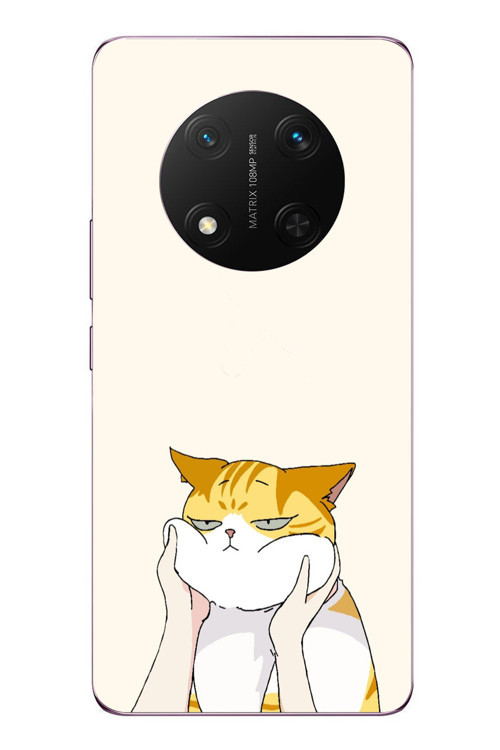 Honor Magic 7 Lite Uyumlu Sarı Kedi Yanakları Baskılı Silikon Kılıf