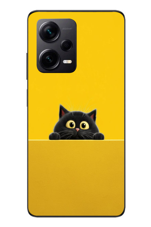 Redmi Note 12 Pro Plus Uyumlu Sarı Gözlü Kedi Baskılı Silikon Kılıf
