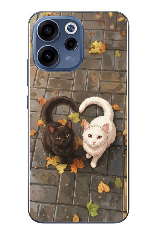 Oppo Reno 15F Uyumlu Kalp Kuyruklu Kediler Baskılı Silikon Kılıf