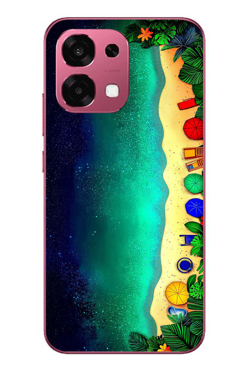Oppo A6 Pro Uyumlu Tatil Kumsal Gecesi Baskılı Silikon Kılıf
