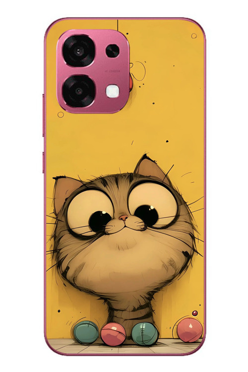 Oppo A6 Pro Uyumlu Kedi Çizgisi Baskılı Silikon Kılıf