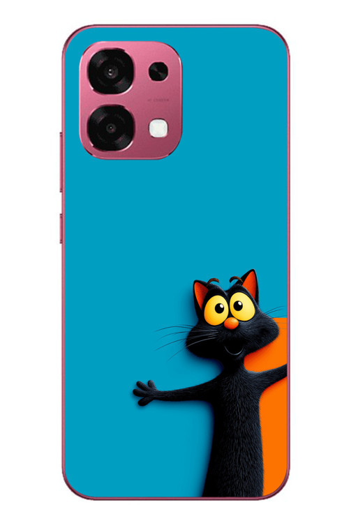 Oppo A6 Pro Uyumlu Kedi Uyarısı Baskılı Silikon Kılıf
