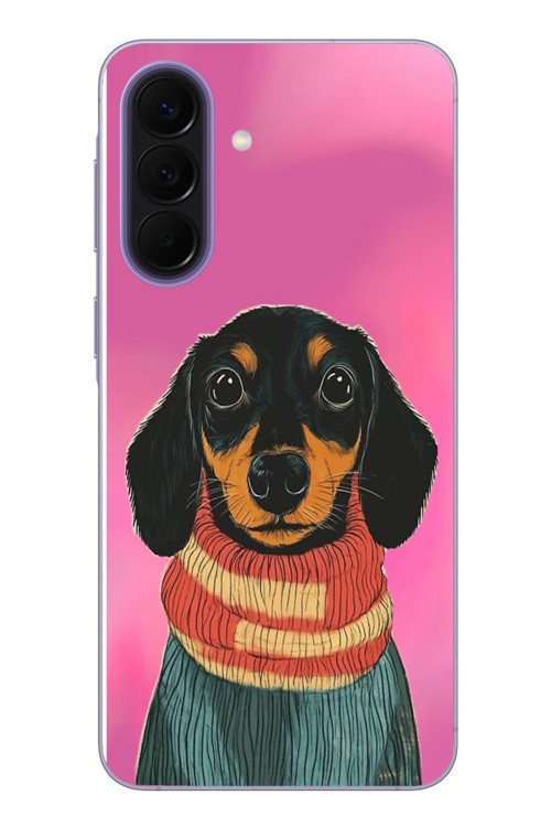 Samsung Galaxy A57 Uyumlu Sevimli Siyah Köpek Baskılı Silikon Kılıf