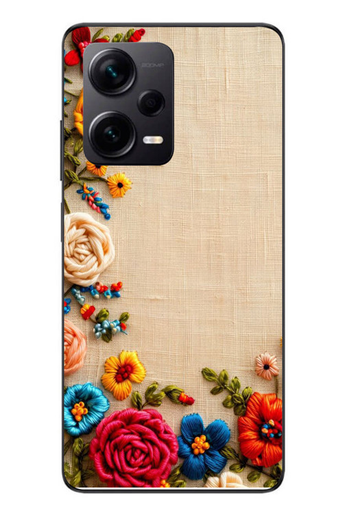 Redmi Note 12 Pro Plus Uyumlu İşlemeli İğne Oyası Baskılı Silikon Kılıf