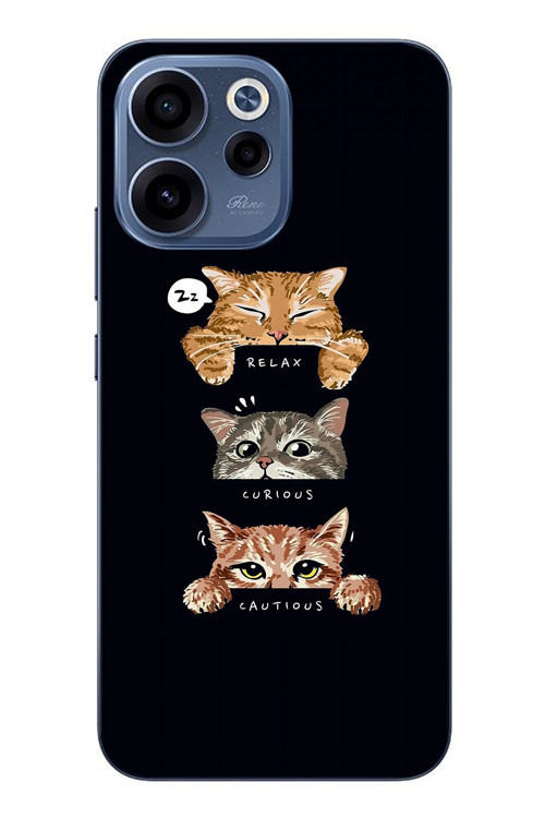 Oppo Reno 15F Uyumlu Kedi Halleri Baskılı Silikon Kılıf