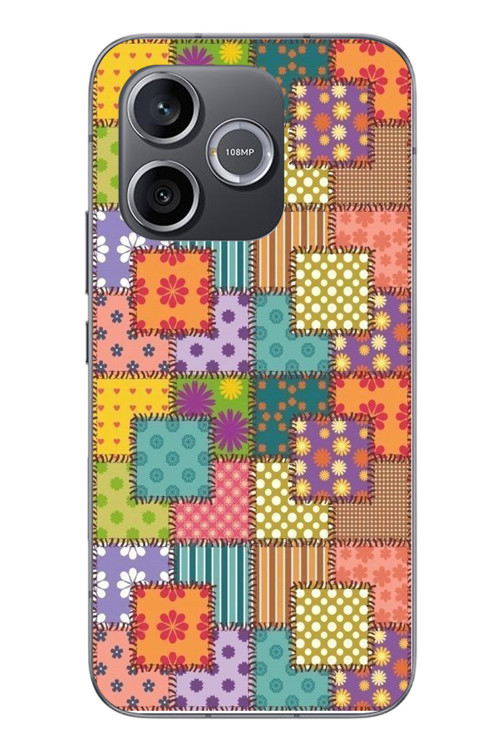 Honor 600 Uyumlu Kare Motifleri Baskılı Silikon Kılıf
