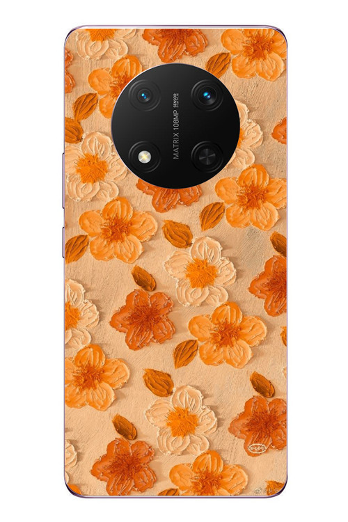Honor Magic 7 Lite Uyumlu Turuncu Papatyalar Baskılı Silikon Kılıf