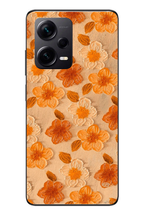 Redmi Note 12 Pro Plus Uyumlu Turuncu Papatyalar Baskılı Silikon Kılıf