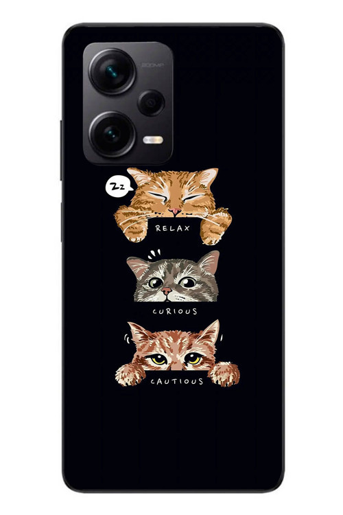 Redmi Note 12 Pro Plus Uyumlu Kedi Halleri Baskılı Silikon Kılıf