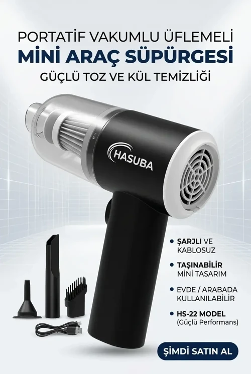 Portatif Oto Süpürgesi Mini Araç İçi El Süpürgesi Kompakt Temizlik Cihazı Modeli