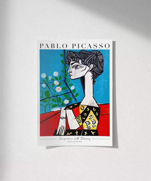 Çerçevesiz Poster Pablo Picasso Jacqueline with Flowers
