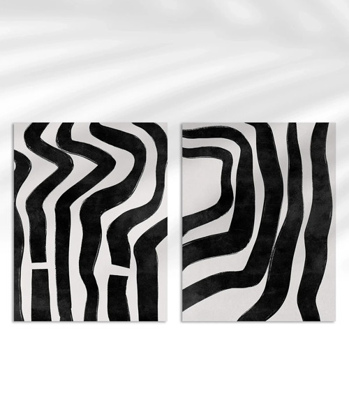 Çerçevesiz Poster Monokrom Zebra Çizgileri 2'li