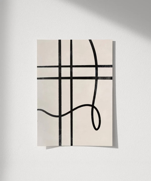 Çerçevesiz Poster Soyut Geometrik Hatlar Minimalist