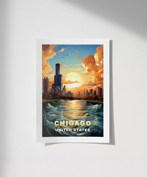 Çerçevesiz Poster Gölün ve Gökdelenlerin Şehri