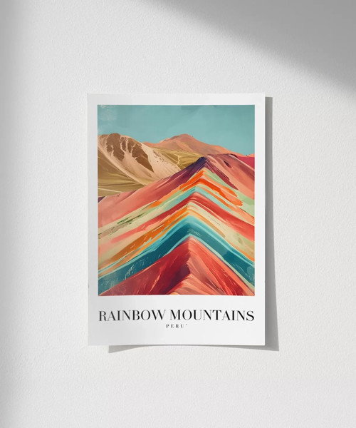 Çerçevesiz Poster Rainbow Mountains Peru