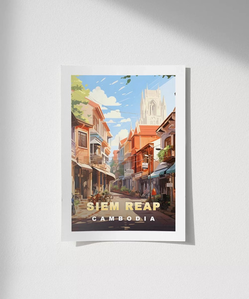 Çerçevesiz Poster Siem Reap Sokak Manzarası