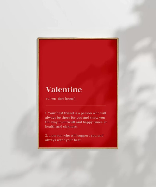 Çerçevesiz Poster Valentine Tanımı Tipografik