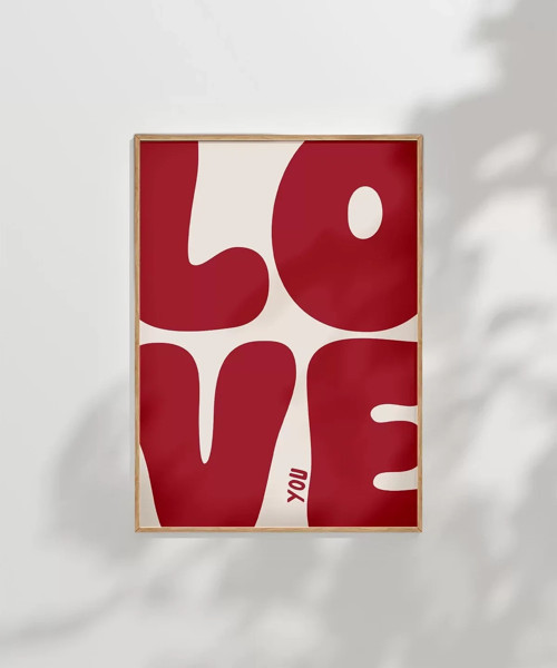 Çerçevesiz Poster LOVE You Büyük Harf Tipografik
