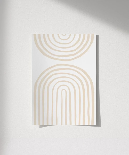 Çerçevesiz Poster Nötr Tonlarda Geometrik Desenli