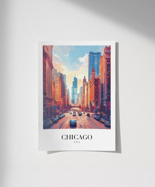 Çerçevesiz Poster Chicago Şehir Merkezi
