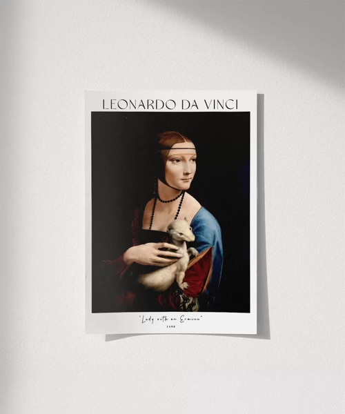 Çerçevesiz Poster Leonardo Da Vinci Kakımlı Kadın