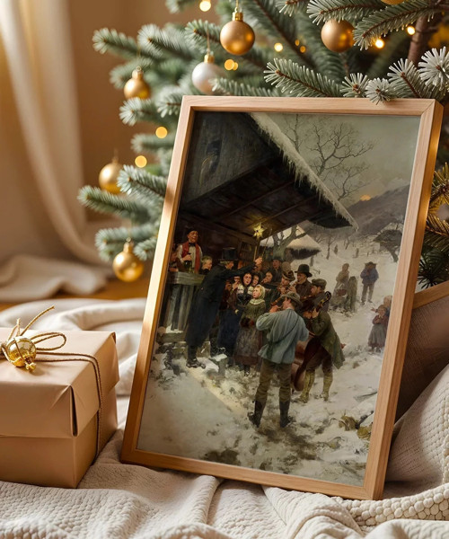 Çerçevesiz Poster Köyde Noel Kutlaması