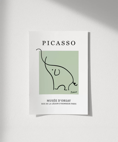 Çerçevesiz Poster Picasso Tarzı Dekoratif Fil Çerçeveli