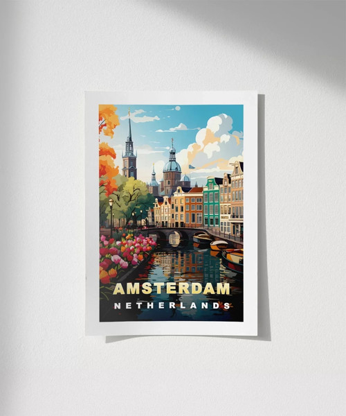 Çerçevesiz Poster Hollanda’nın Renkli Kanalları