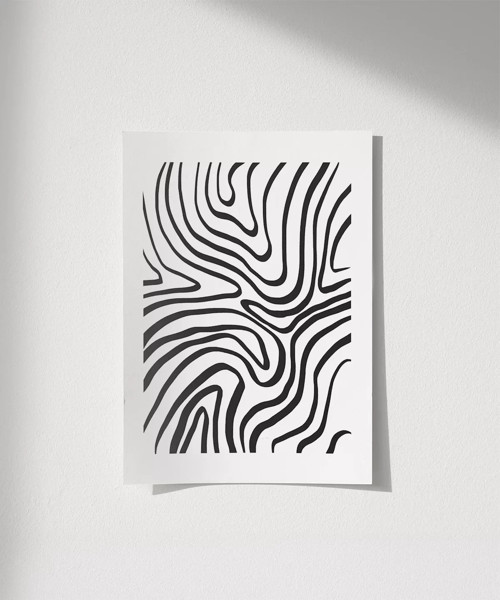 Çerçevesiz Poster Organik Hatlı Soyut