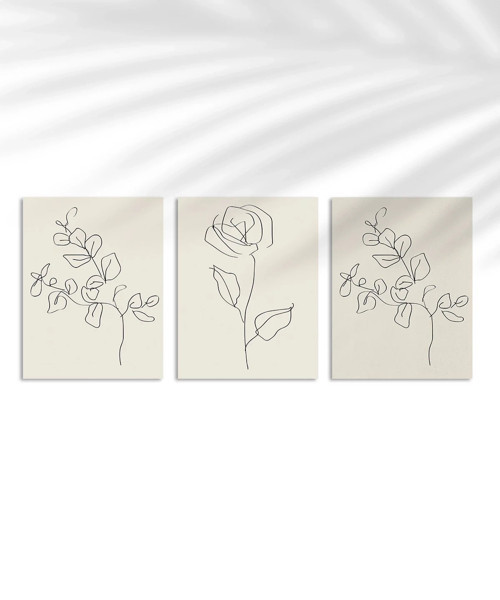 Çerçevesiz Poster Organik Minimalizm 3'lü