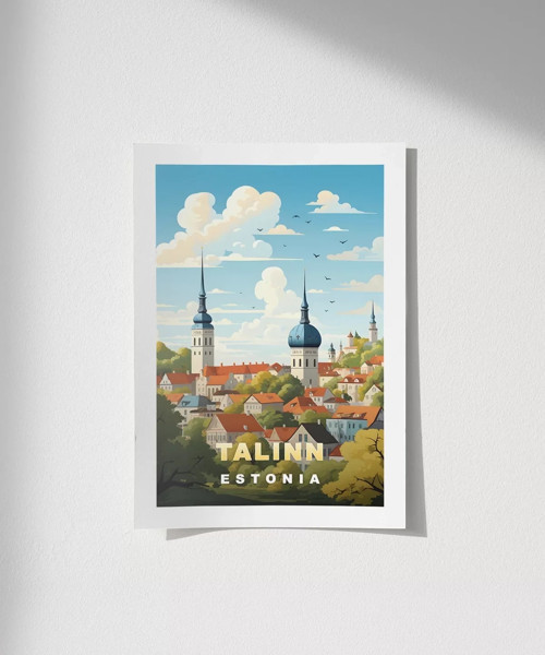 Çerçevesiz Poster Tallinn Tarihi Şehir Manzarası