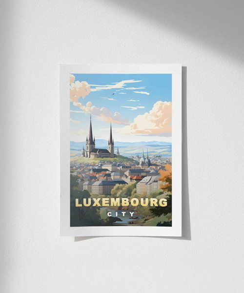 Çerçevesiz Poster Lüksemburg Şehri Tarihi Manzarası