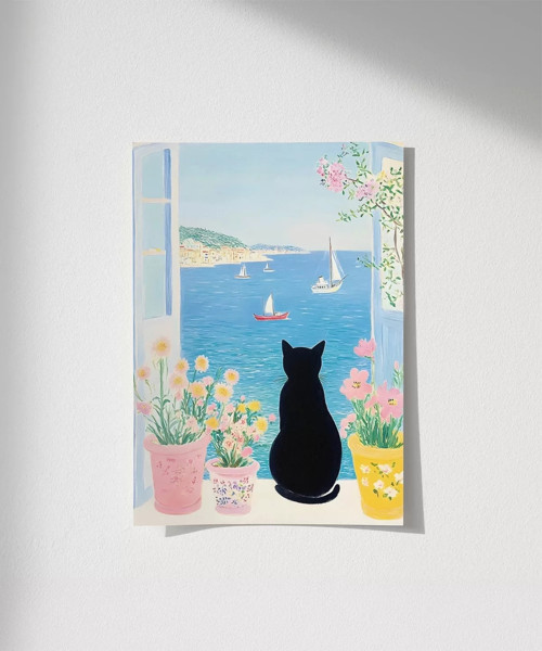 Çerçevesiz Poster e Chat et la Mer