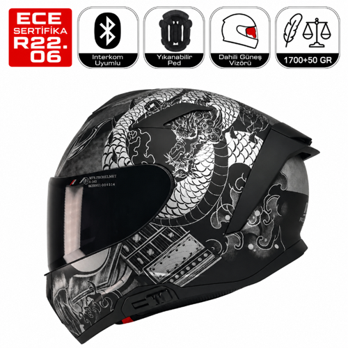 X340 Goldy Grey Motosiklet Kaskı Spoiler Mod Güneş Vizörlü Full Face Kask