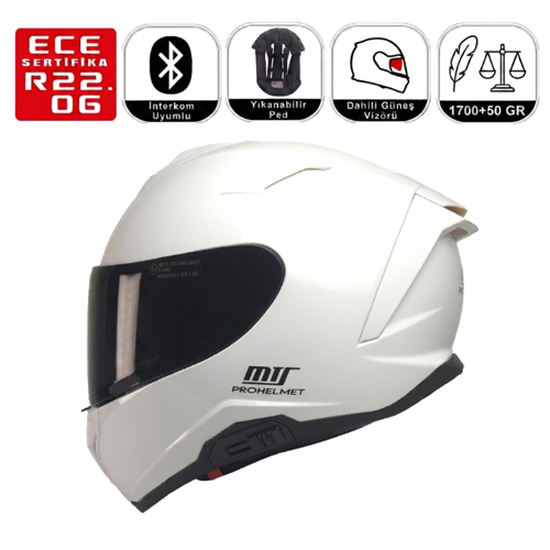 X340 Beyaz Motosiklet Kaskı Spoiler Mod Güneş Vizörlü Full Face Kask