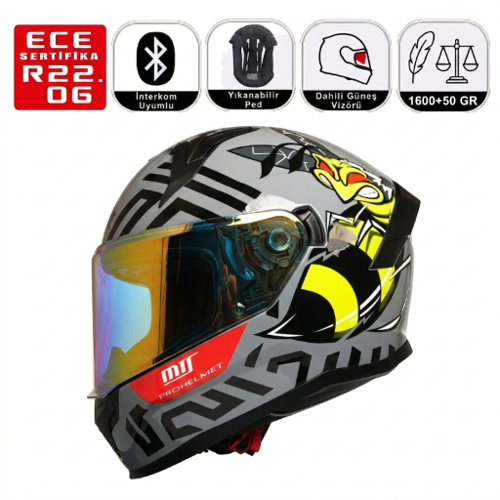 M910 Bee Motosiklet Kaskı Spoiler Mod Güneş Vizörlü Full Face Kask