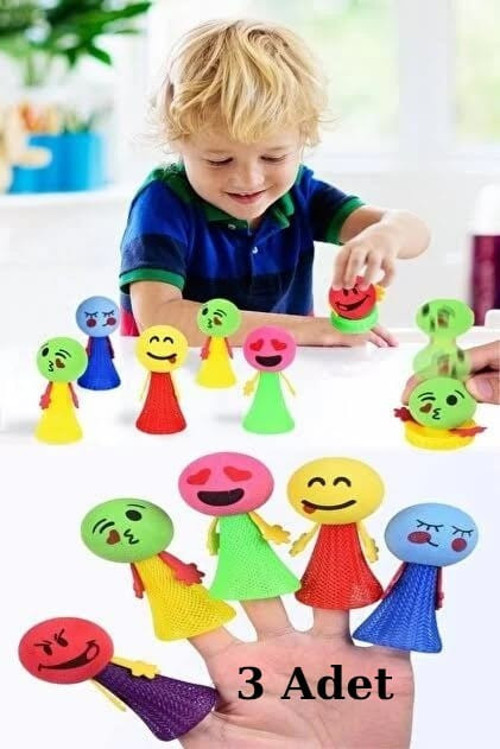 Zıplayan Oyuncak Emojili Zıp Zıp Oyun 3 Adet Pinyata İçi Parmaklara Takılan Emoji Top Bas Fırlat