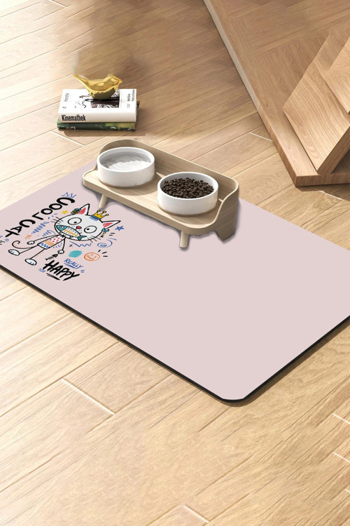 Kedi Köpek Beslenme Matı 50x70cm Cool Cat Su Geçirmez Kaymaz Mama Kabı Altlığı Paspas