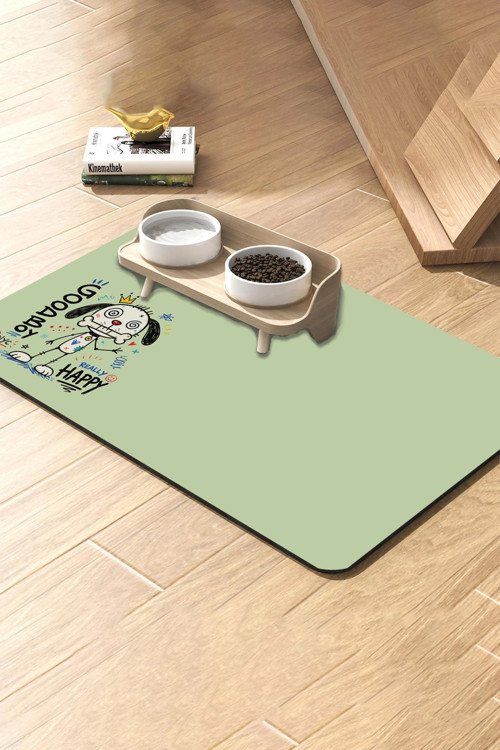 Kedi Köpek Beslenme Matı 50x70cm Cool Dog Su Geçirmez Kaymaz Mama Kabı Altlığı Paspas