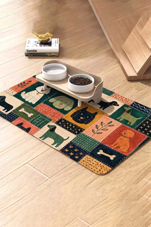 Kedi Köpek Beslenme Matı 50x70cm Köpek Kolajı Su Geçirmez Kaymaz Mama Kabı Altlığı Paspas