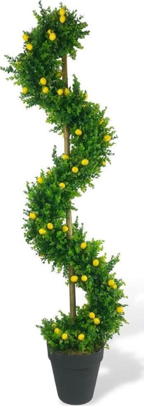 Yapay Ağaç Spiral Şimşir Ağacı İnce Yapraklı 160 cm Bambu Saplı Salon Bitkisi Düz Yeşil